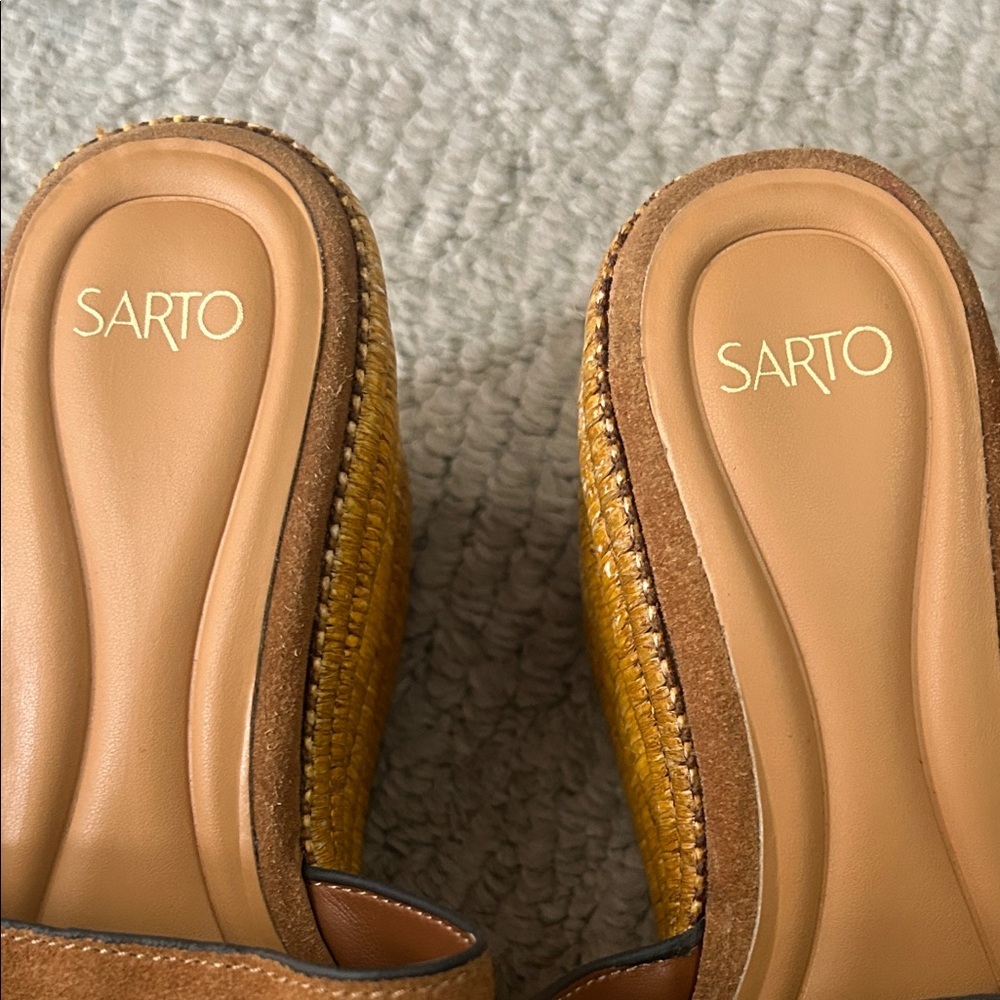 Sarto Womens Tan Suede Platform Espadrille Slide - Picture 12 of 12